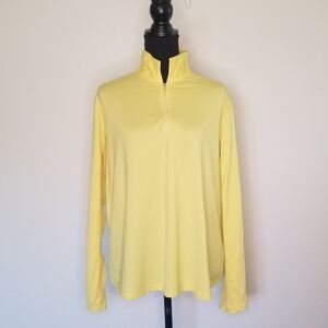 Bette & Court yellow quarter zip nylon spandex mesh under sleeve pullover top